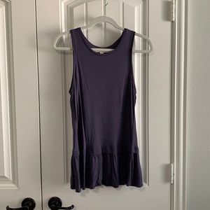 LOFT purple tank top with ruffle trim